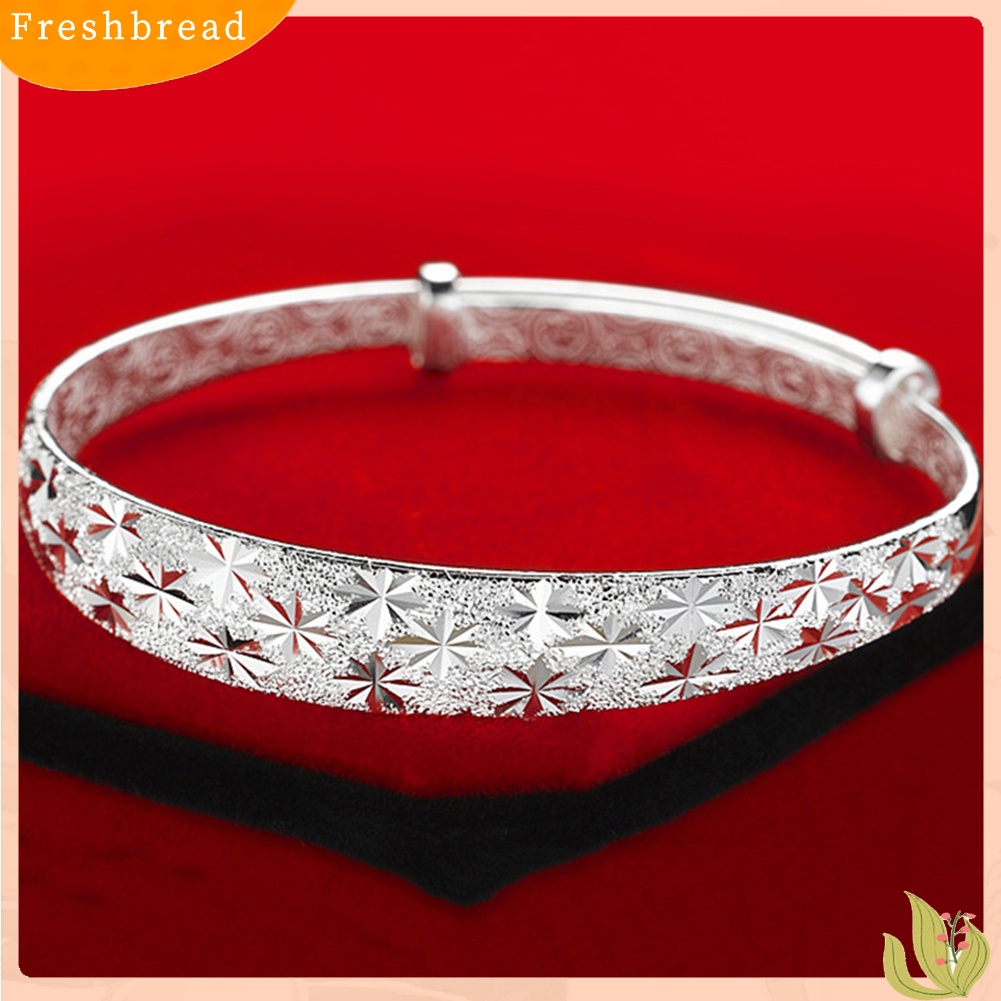 {In Stock} Wanita Fashion Bintang Ukir Cuff Bangle Gelang Hadiah Perhiasan Pertunangan Pernikahan