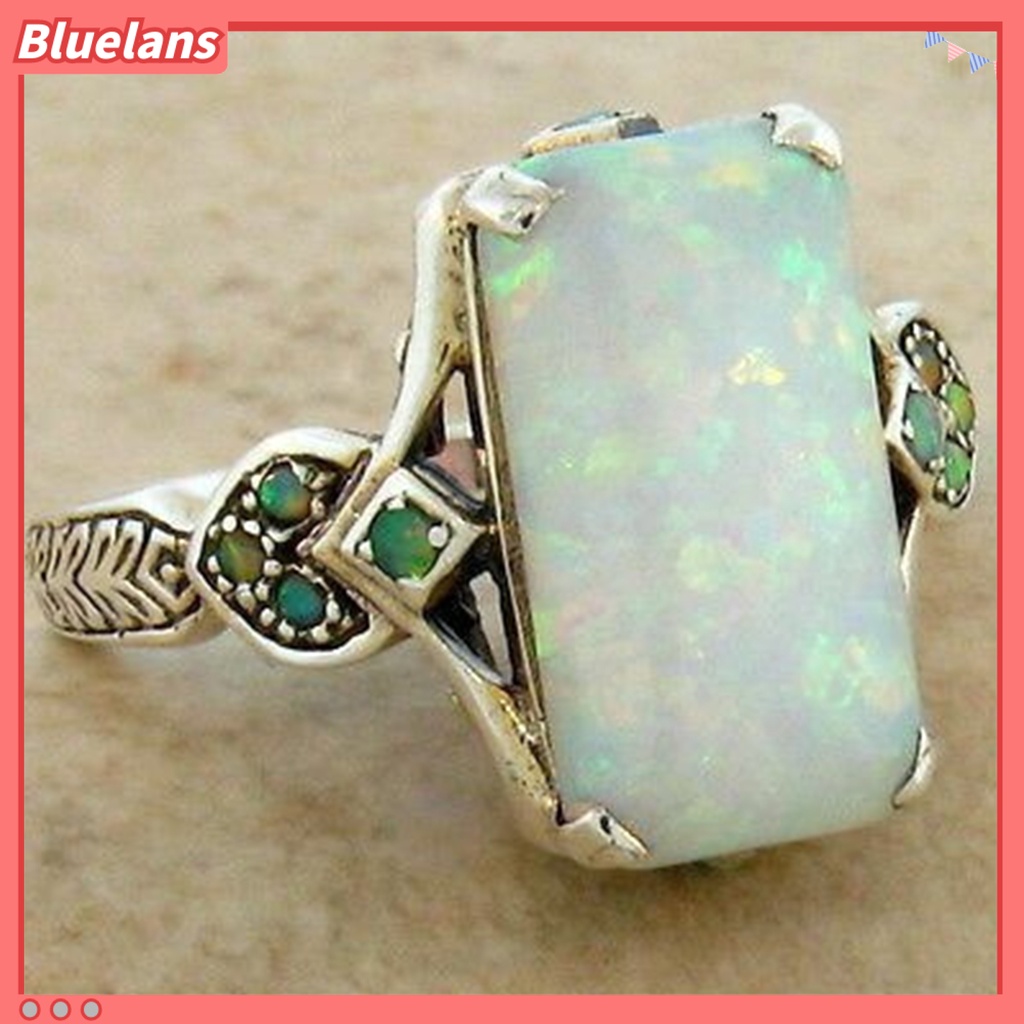 {In Stock} Wanita Cincin Persegi Perhiasan Permata Imitasi Vintage Geometris Cincin Perhiasan Hadiah