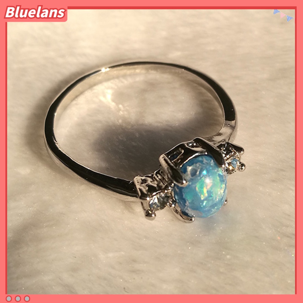 {In Stock} Bertatahkan Berlian Imitasi Elegan Lady Cincin Oval Potong Warna-Warni Faux Permata Jari Cincin Perhiasan Aksesori