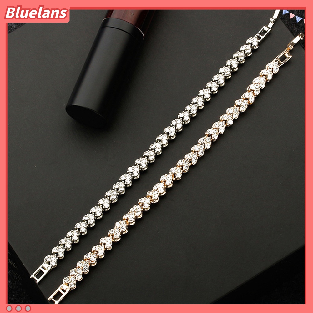 {In Stock} Wanita Fashion Penuh Cubic Zirconia Bertatahkan Gelang Bangle Pesta Perhiasan Hadiah