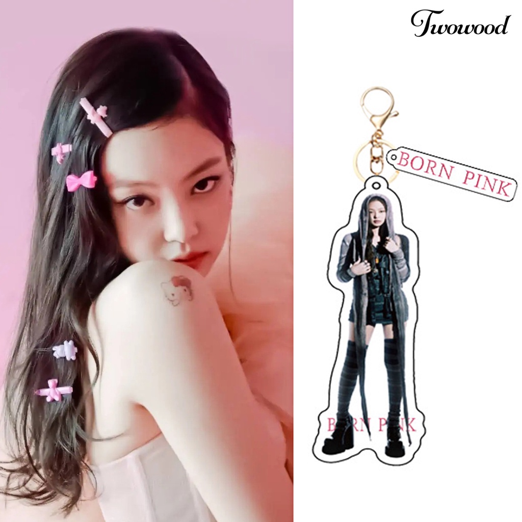 Twowood Gantungan Kunci Album Baru Lahir Merah Muda Tahan Air Realistis Look Koleksi Dapat Digunakan Kembali Hias Hadiah JISOO JENNIE LISA ROSE Key Ring Pendant Untuk Fans