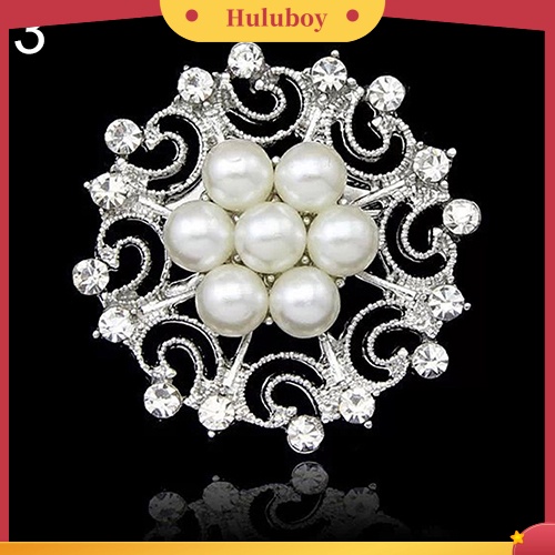 {Ready Stock} Bros Bunga Mutiara Imitasi Kerah Pin Berlian Imitasi Kristal Perhiasan Pengantin Hadir