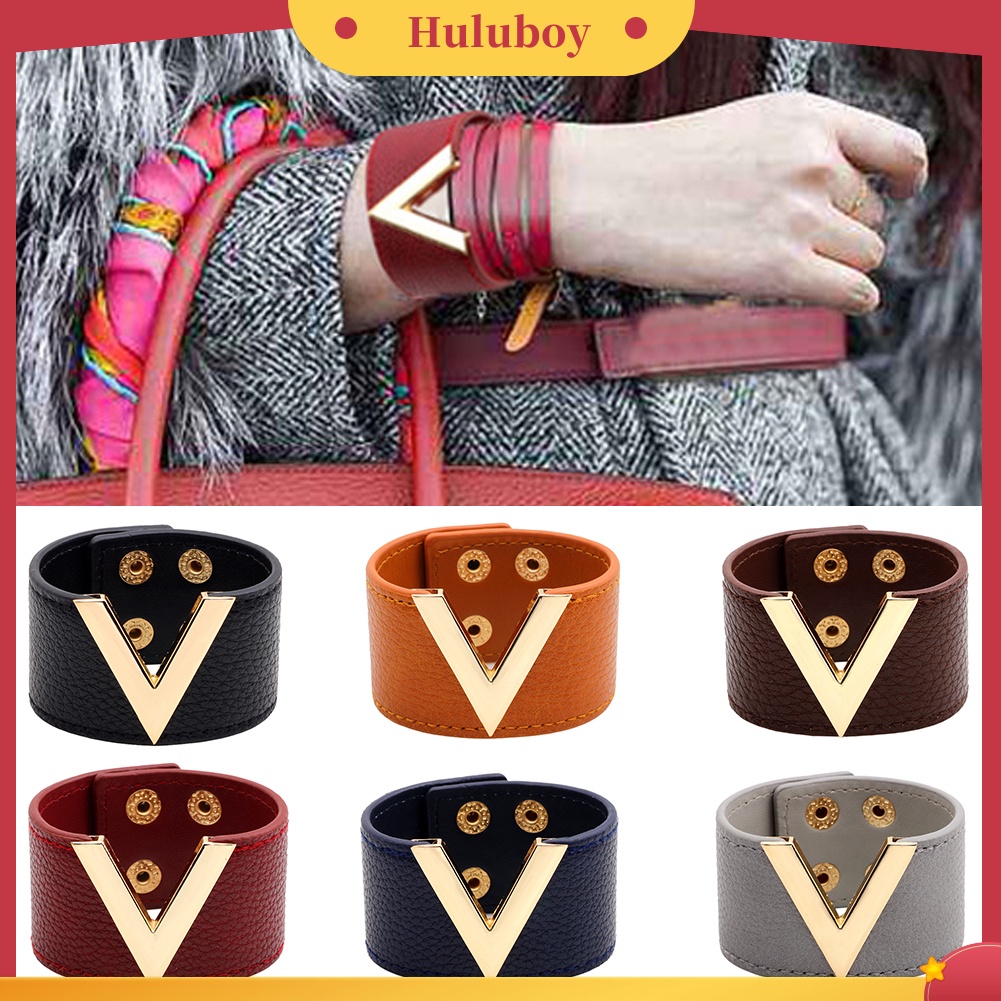 {Ready Stock} Wanita Lebar V Bentuk Gelang Bangle Gelang Fashion Tombol Pesta Perhiasan Hadiah