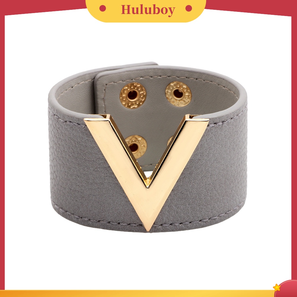 {Ready Stock} Wanita Lebar V Bentuk Gelang Bangle Gelang Fashion Tombol Pesta Perhiasan Hadiah