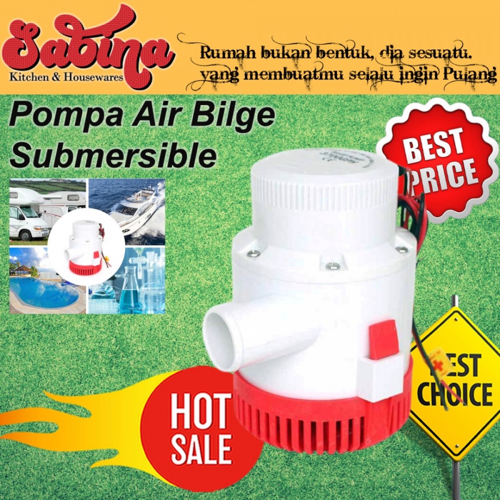 Pompa Air Bilge Submersible Tekanan Tinggi Kapal Kolam 12 V 3000 GPH