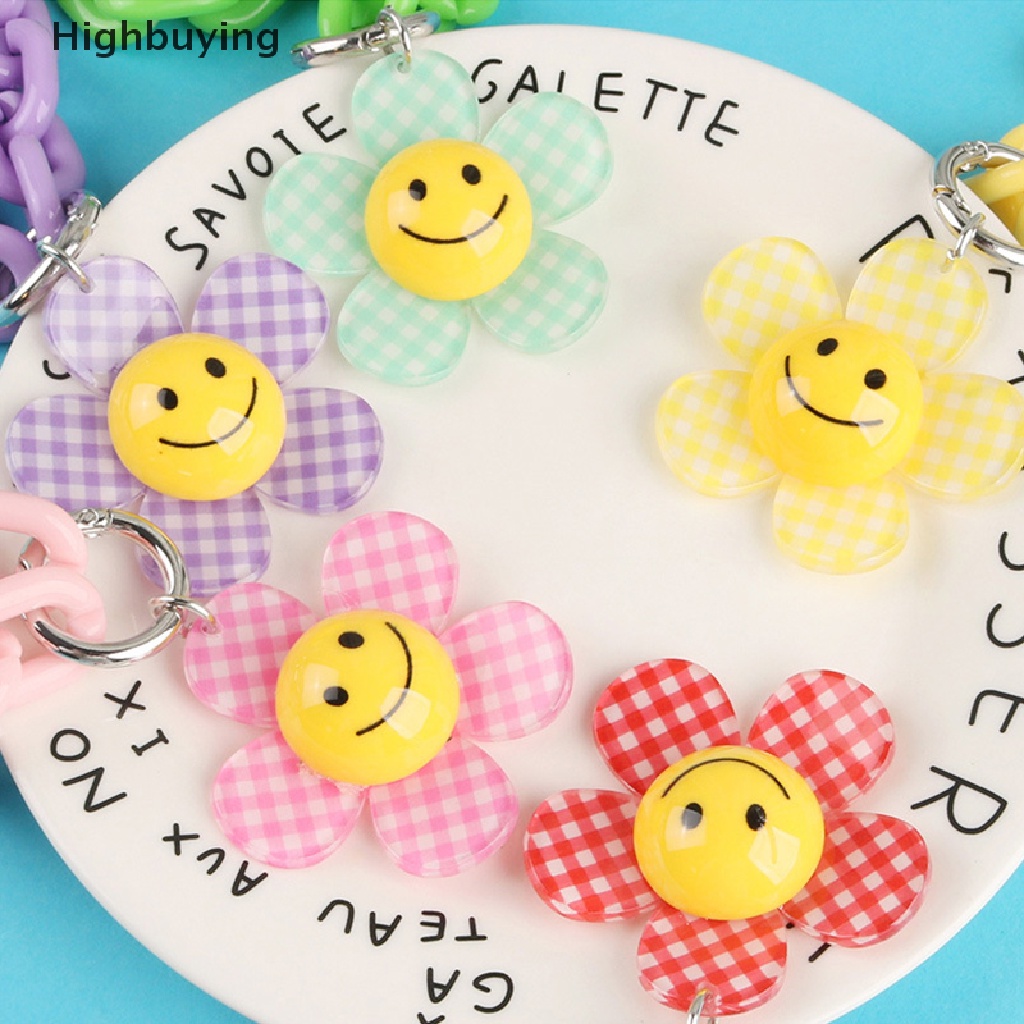 Hbid Lucu Smiley Face Bunga Bunga Matahari Gantungan Kunci Permen Warna Rantai Lanyard Liontin Kunci Mobil Dekorasi Aksesoris Wanita Gantungan Kunci Tas Mainan Ransel Hadiah Ornamen Glory