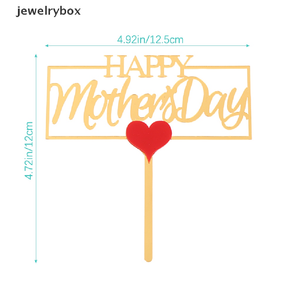 [jewelrybox] 1pc Mothers Day Cake Topper Love Rose Happy Mother's Day DIY Kue Insert Card Butik