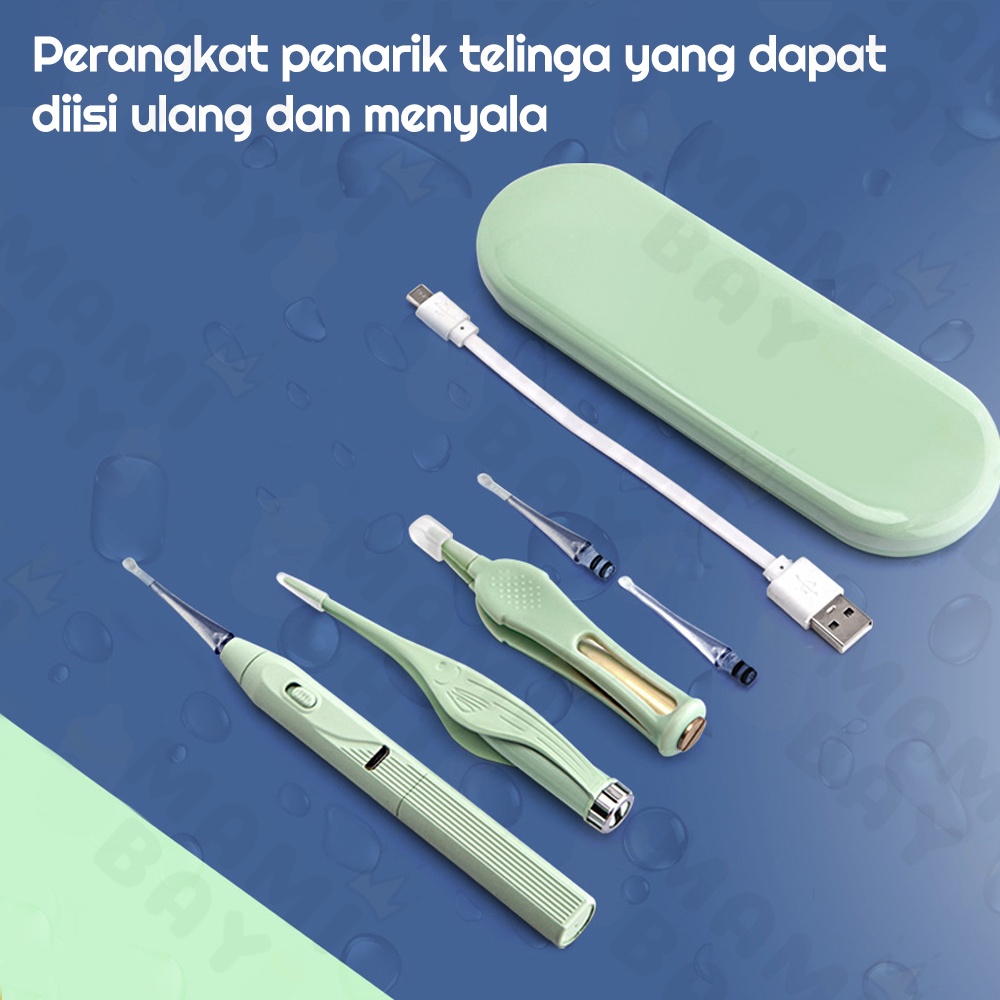 Mamibayi 3pcs Pembersih telinga bayi korek kuping led earpick silicon