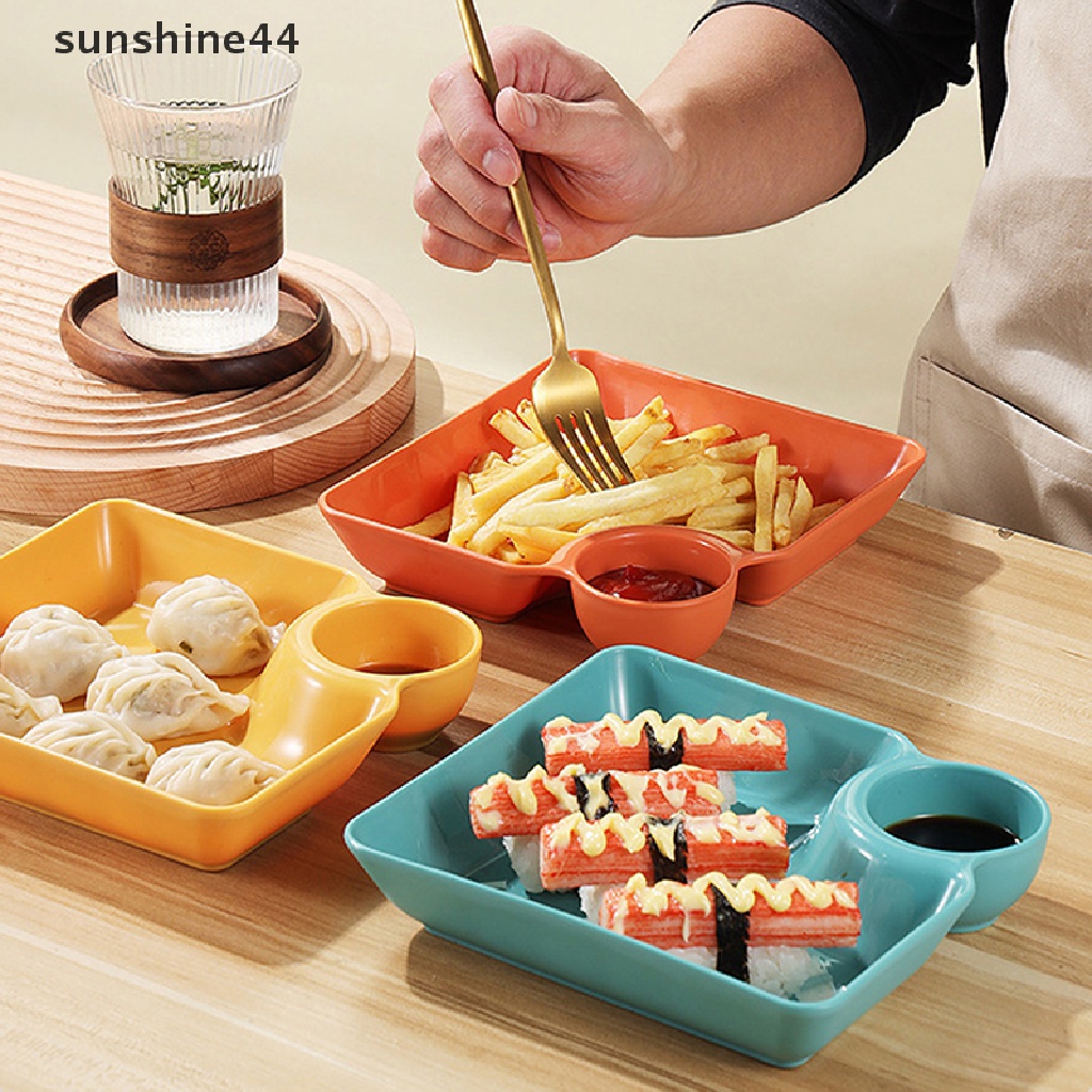 Sunshine Piring Pangsit Persegi Dengan gar Sauce Dish Space Snack Platter ID