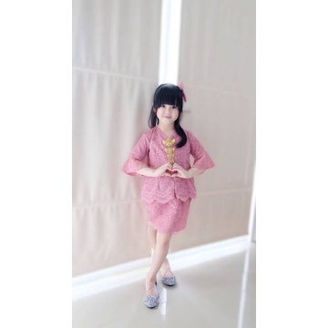 KEBAYA BROKAT ANAK & DEWASA "' MILEA "' WARNA BIRU TURKIS