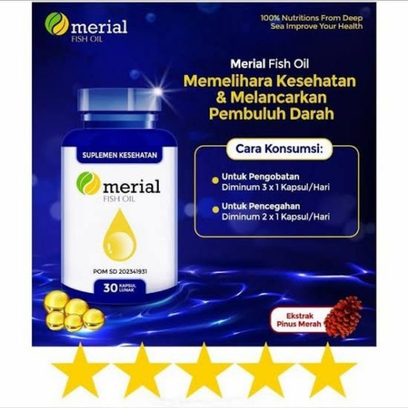 100% ORIGINAL 100% ASLI MERIAL FISH OIL SUPLEMEN KESEHATAN 100% Asli ORIGINAL