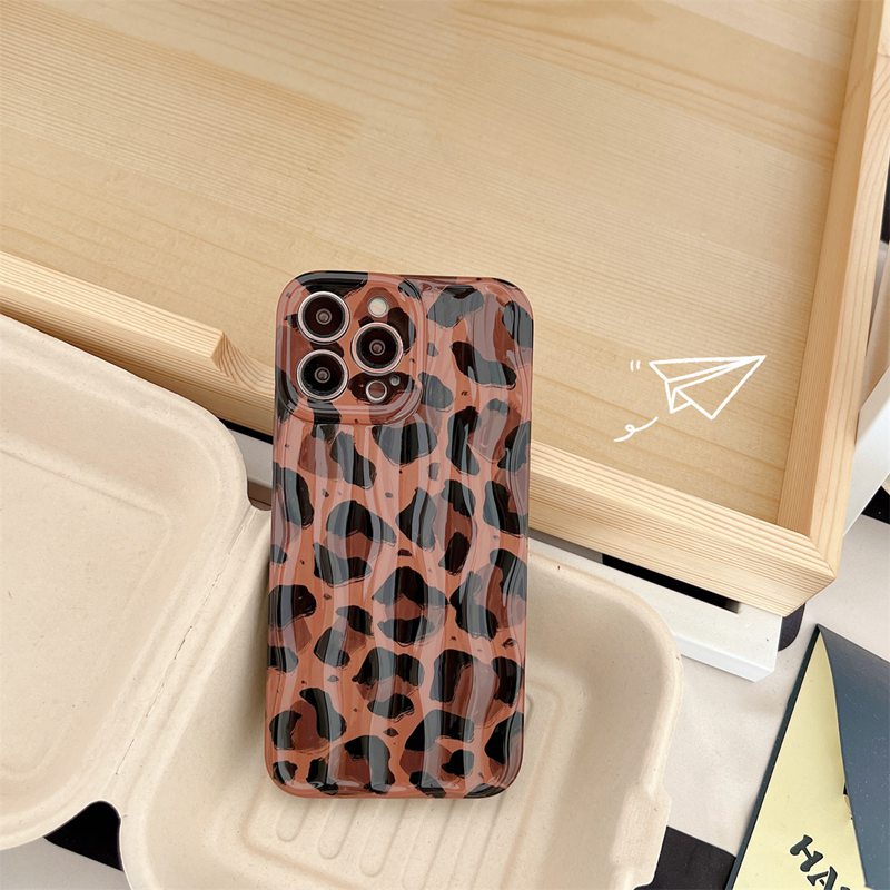 Fashion！Vintage Brown Leopard Print Soft Case iP iPhone 11 12 13 14 + Plus Pro Max FTD IMD Casing Apple