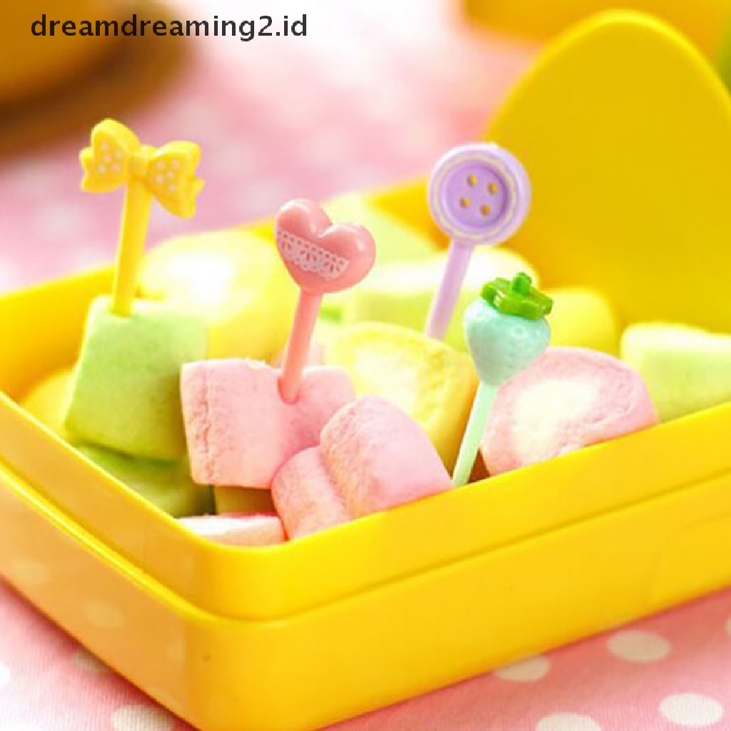 (hot) Lucu Perlengkapan Sekolah Garpu Buah Mini Kartun Anak Snack Kue Dessert Pick Tusuk Gigi Bento Bekal Dekorasi Pesta//