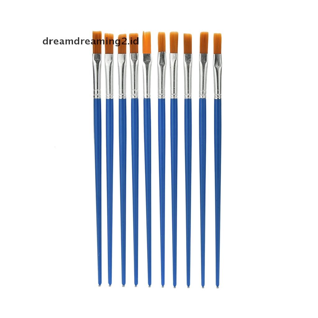 (hot) 10pcs/set Kuas Cat Set New Nylon Blue Brush Kid Watercolor Drawing Paing//