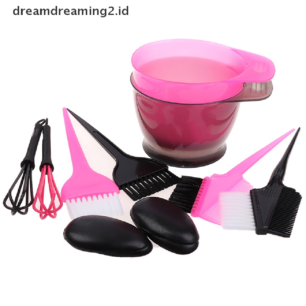 (hot) 5pcs/set Sikat Dan Mangkuk Pewarna Rambut Set Bleaching Dye Kit Sisir Kecantikan//