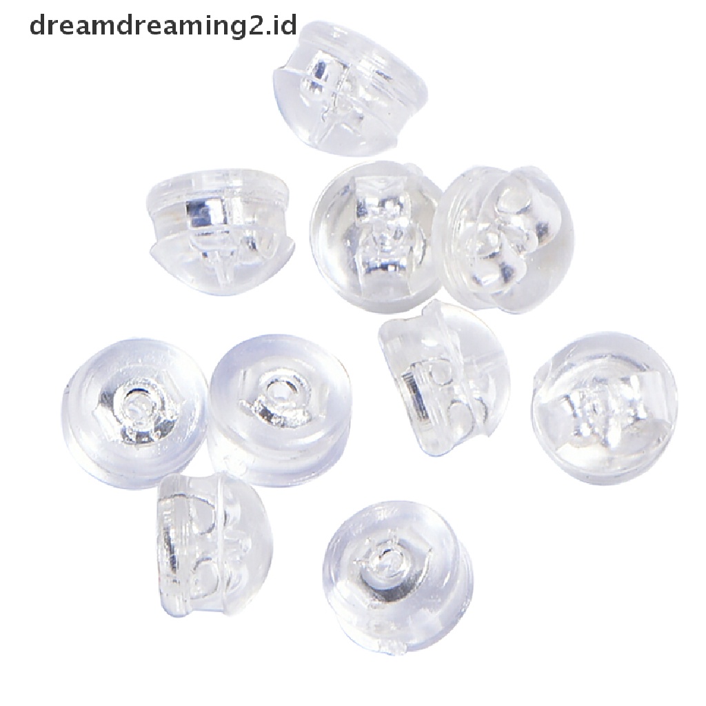 (hot) 10pcs Earnuts Lembut Bening Anting Sandaran Colokan Sumbat Temuan Perhiasan Bermanfaat//