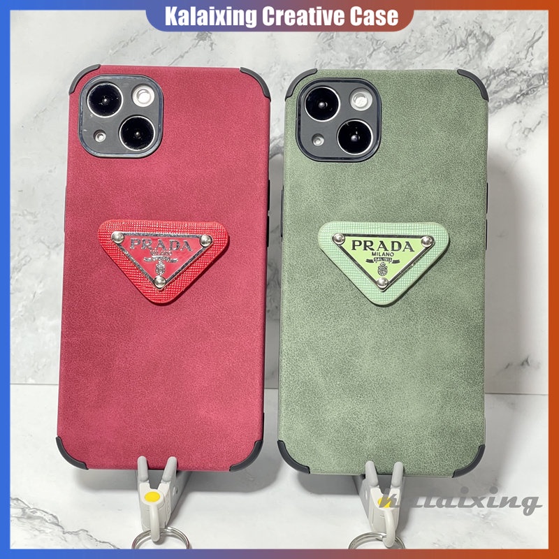 Casing Hp Prada Kulit Untuk iPhone 14 Pro Max14 Plus13 12 11 Pro Max Xs Max Xr X Xs 12 13 Casing Mini Skin Feel Red Back Cover