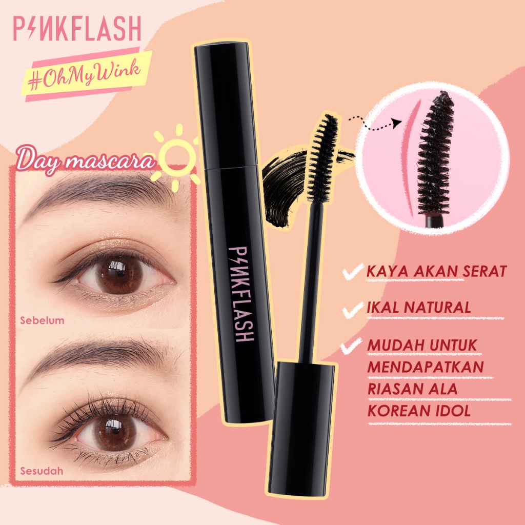 PINKFLASH Waterproof Mascara Volumezing Lasting memanjang micro-curl Tahan Air