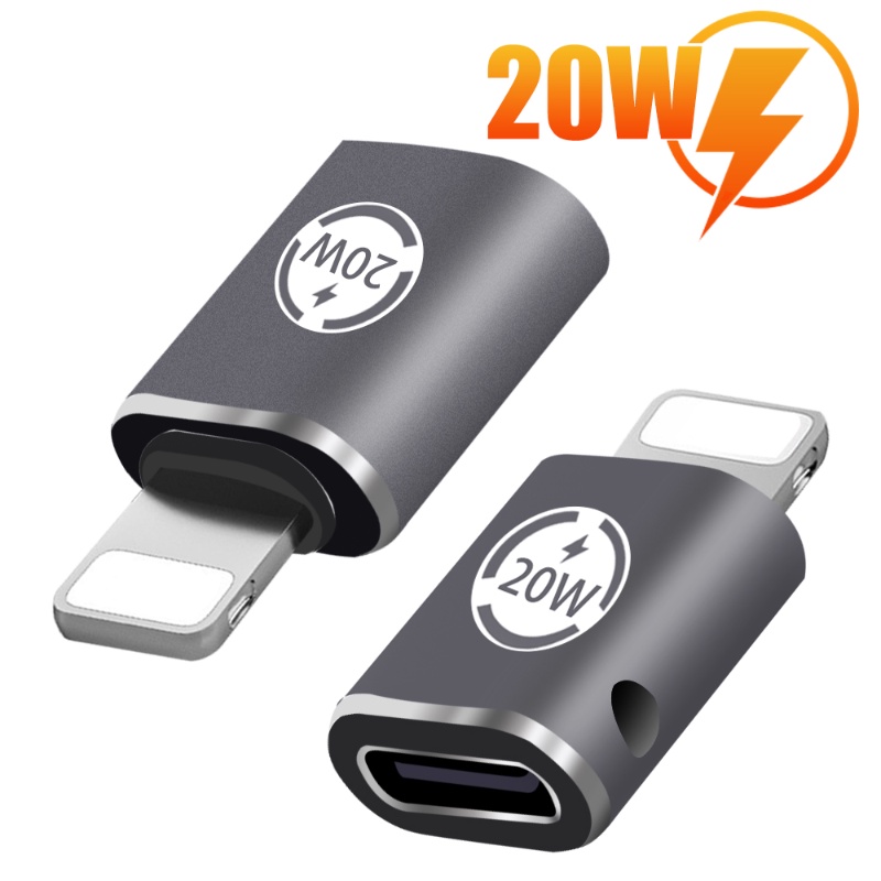 20w Tipe C Untuk Pencahayaan OTG Pengisian Cepat Adaptor Tahan Lama Aman Anti Bocor USB C Female Untuk Pencahayaan Laki-Laki Aluminium Alloy Converter Adapter