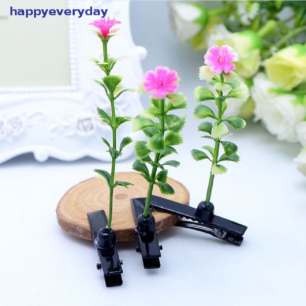 [happy] Jepit Rambut Rumput Lucu Bunga Jamur Kacang Hairclip Wanita Anak Tanaman Hairpin [ID]