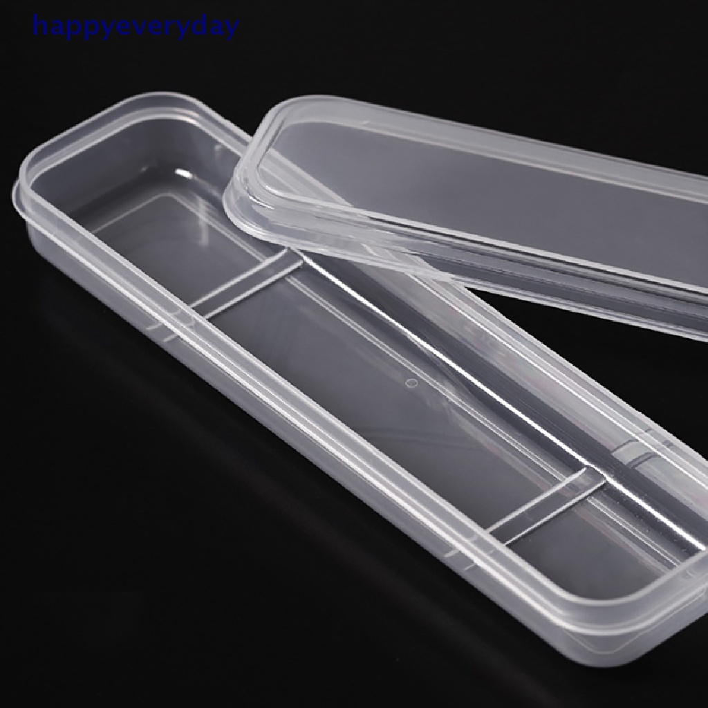 [happy] 1pc Kotak Penyimpanan Transparan Plastik Persegi Panjang Kuku Berlian Imitasi Brush Case [ID]