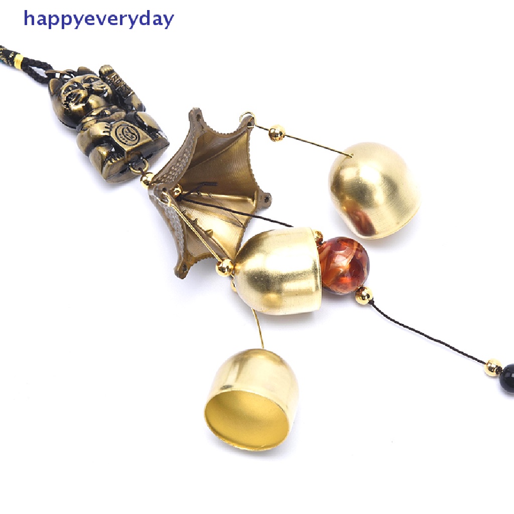 [happy] Logam Tembaga Lonceng Angin Liontin Dekorasi Pintu Lucky Cat Feng Shui Pendant [ID]