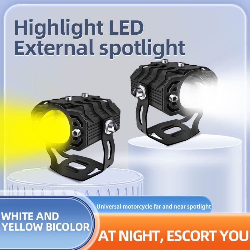 2pcs LED Mini Driving light Universal Motor &amp; Mobil Headlamp (Kuning Putih) Pencahayaan