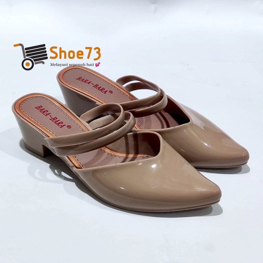 BARA-BARA 713-SPT2TL ORIGINAL, Heels jelly sandal / sendal slop lancip glossy wanita cewek impor