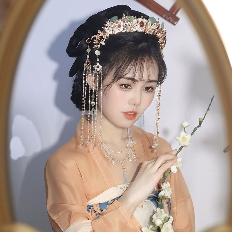 Populer Korea Cahaya Mewah Fashion Rumbai Hanfu Aksesoris Rambut Mahkota Rambut Pengantin Jepit Rambut