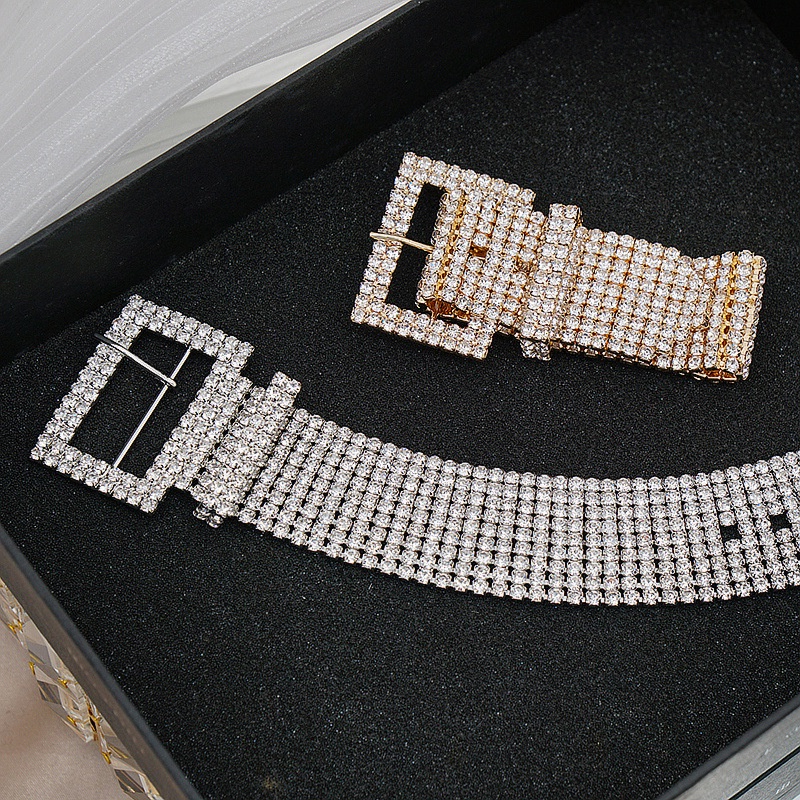 Fashion Sederhana Berlebihan Vintage Lebar Berlian Imitasi Kristal Gelang Gelang Populer Pernikahan Wedding Bracelet