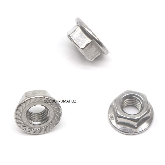 PERBIJI MUR PUTIH TOPI M8 HEX FLANGE NUT PITCH 1.25 KUNCI 12