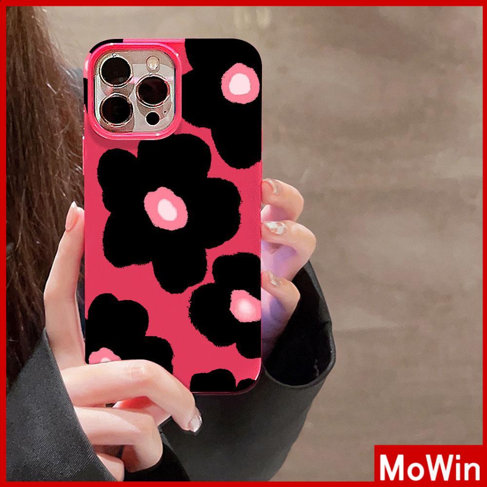 For iPhone 14 Pro Max iPhone Case Pink Glossy TPU Soft Case Shockproof Protection Camera Flowers Compatible with iPhone 13 Pro max 12 Pro Max 11 xr xs max 7Plus 8Plus