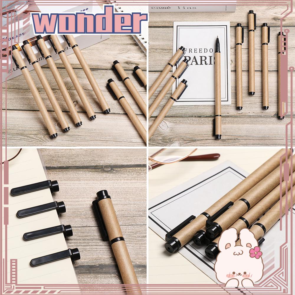 Wonder2/5pcs Pena Kertas Kraft Kantor Alat Tulis Baru Pena Netral Pena Alat Tulis Pena Tanda Tangan