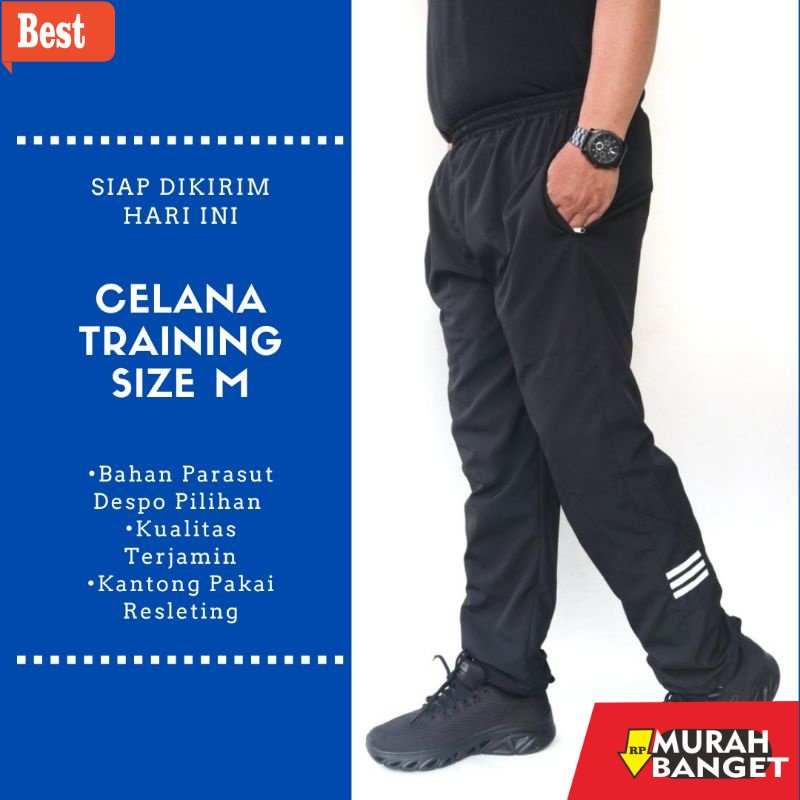 Celana olahraga terbaru- Celana Training Panjang Pria Wanita Olahraga Gowes Sepeda Bahan Parasut Par