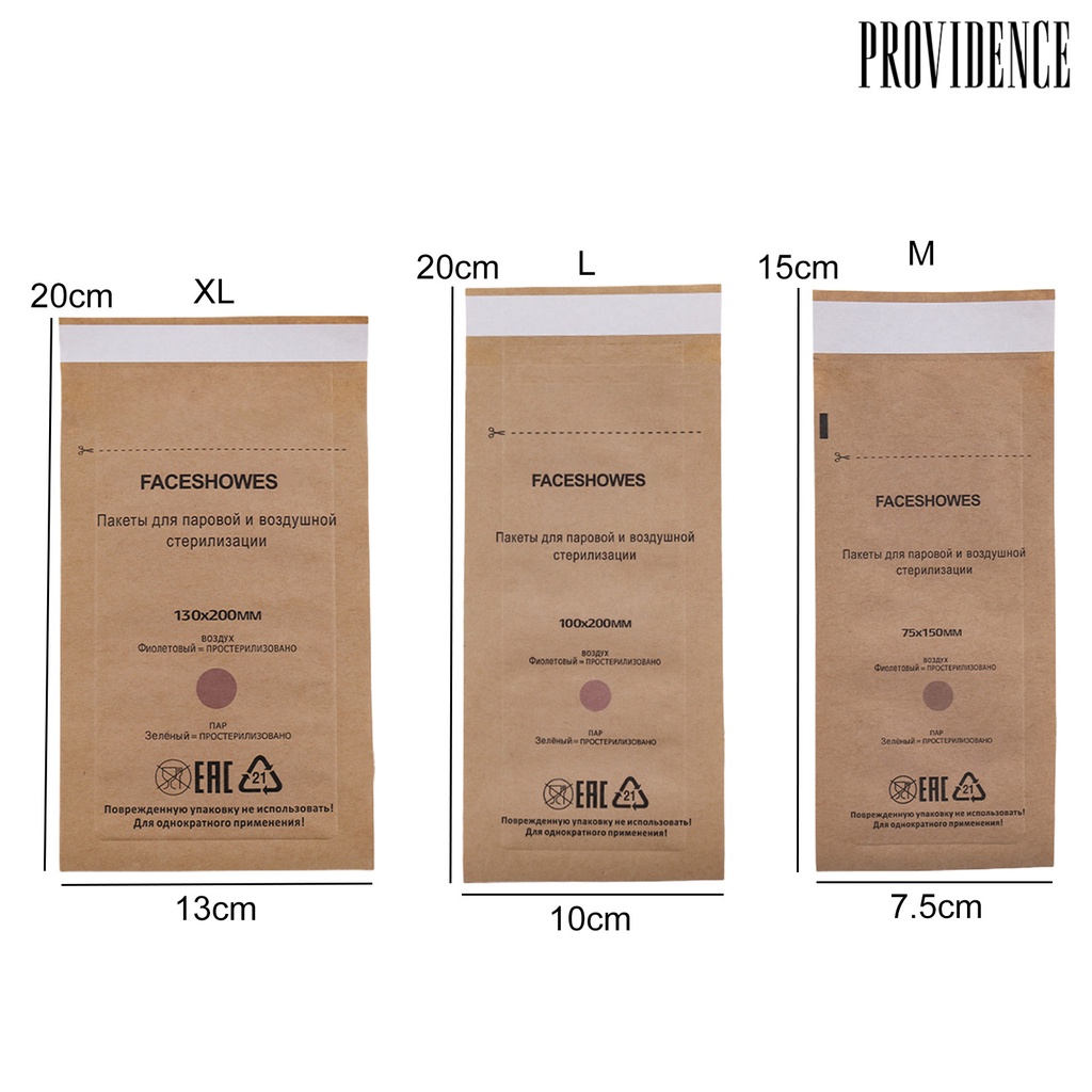 Providence 100 Pcs Disposable Disinfection Bags Self-Sealing Tahan Panas Universal Sanitary Pouch Profesional Multi-Use Nail Art Alat Sterilisasi Kraft Bags Rumah Digunakan