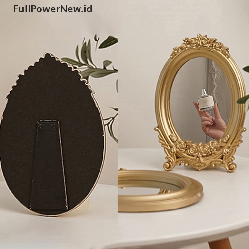 Power 1Pc Cermin Dinding Vintage Gantung Hias Retro Dekorasi Rumah Meja Oval Mirror ID