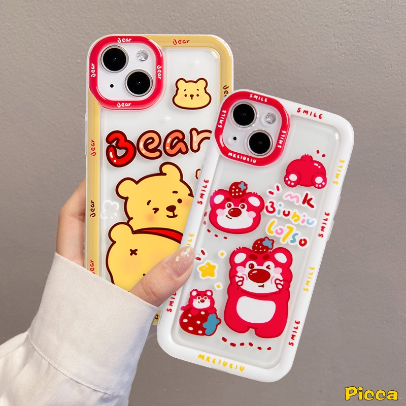 Kartun Strawberry Bear Manyo Case Vivo Y20 Y21 Y15s Y35 Y02 Y11 Y33s Y22 Y17 Y30 Y91C Y12s Y12 Y21s Y91 Y22s Y20i Y15 Y15A Y01 Y93 Y95 Y12i Y50 Lucu Winnie the Pooh Airbag Case