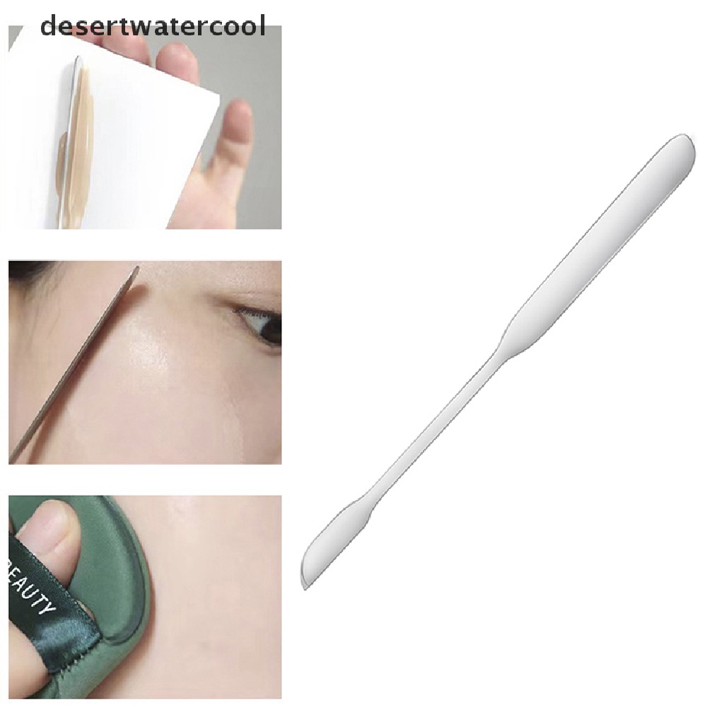 Deid 1PC Kepala Ganda Alat Spatula Pencampur Makeup Kosmetik Bahan Stainless Steel Untuk Palet Martijn