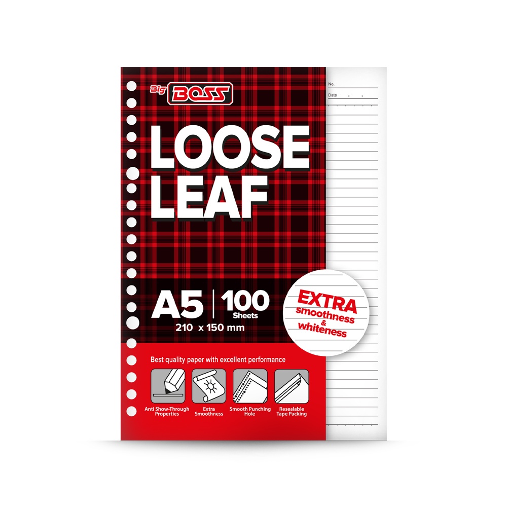 

BigBoss Loose Leaf A5 Bergaris 100 Lembar Kertas Binder