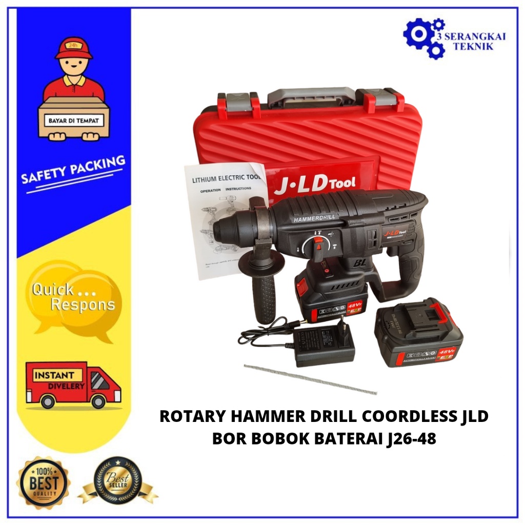 Bor Bobok Baterai Cordless Rotary Hammer JLD J26-48