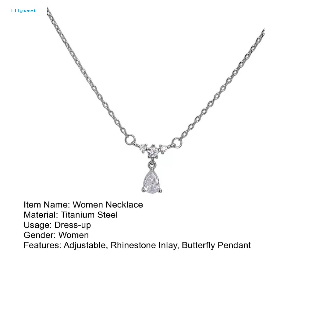 Lilyscent Adjustable Titanium Steel Kalung Perhiasan Hadiah Wanita Jewelry Rantai Liontin Kalung Elegan