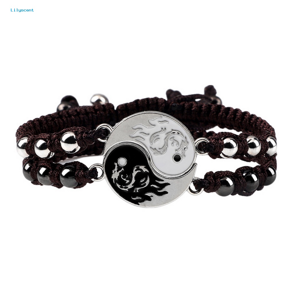 Lilyscent 1pasang Nyaman Memakai Manik-Manik Gelang Hadiah Hari Valentine Gelang Perhiasan Pesta Club Memakai Tali Nilon