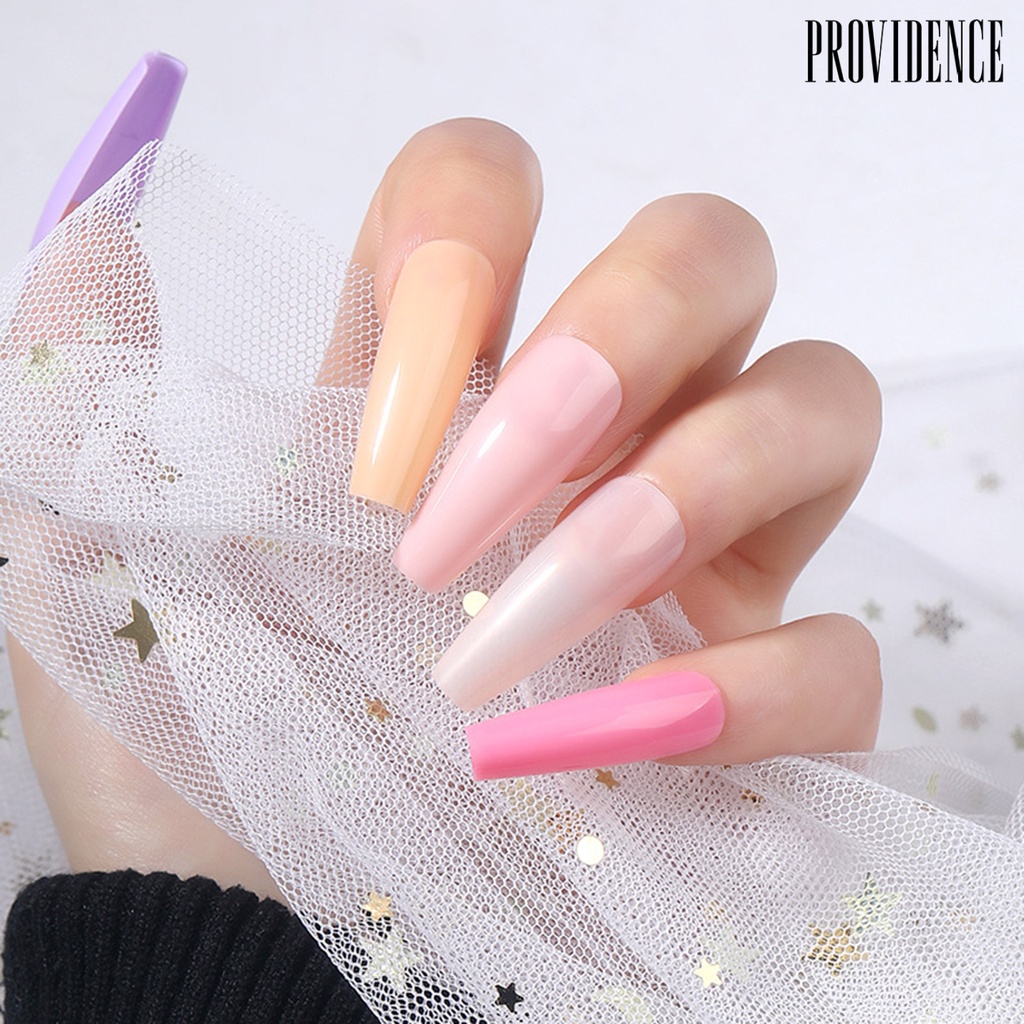 Providence 100Pcs/Box Faux Nail Patch Lipat Tanpa Jejak Bentuk T Panjang Penutup Penuh Warna-Warni Manicure Extension Fake Nail Tips Nail Salon Supply