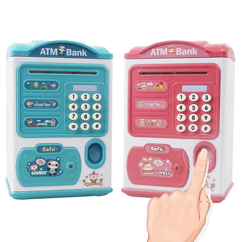 Electronic Piggy Bank ATM Password Money Box Cash Coins Saving ATM Bank Safe Box Auto Scroll Paper Banknote Gift For Kids Toys