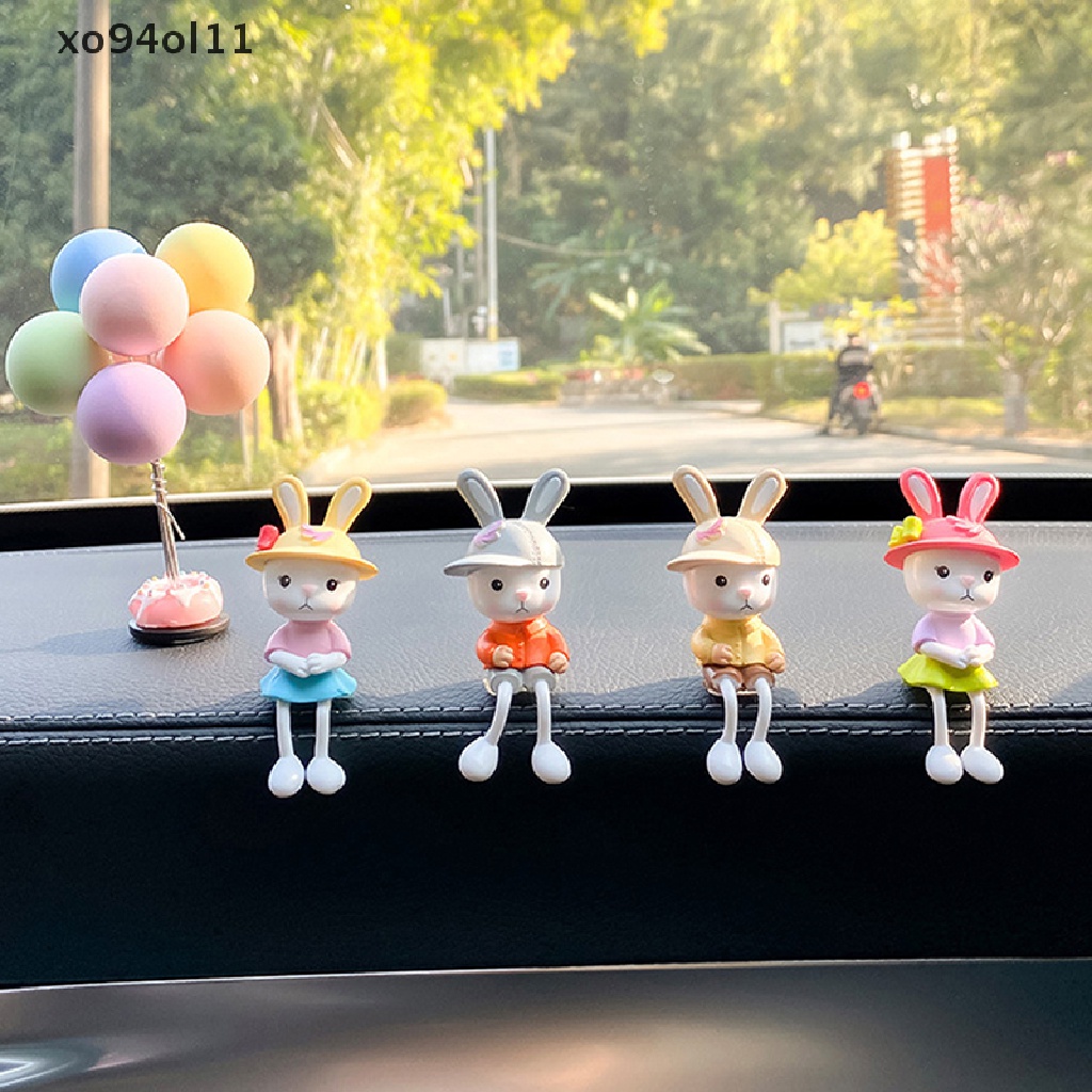 Xo 4Pcs/Set Kaki Gantung Kecil Kelinci Dekorasi Interior Mobil Tabletop Ornament OL