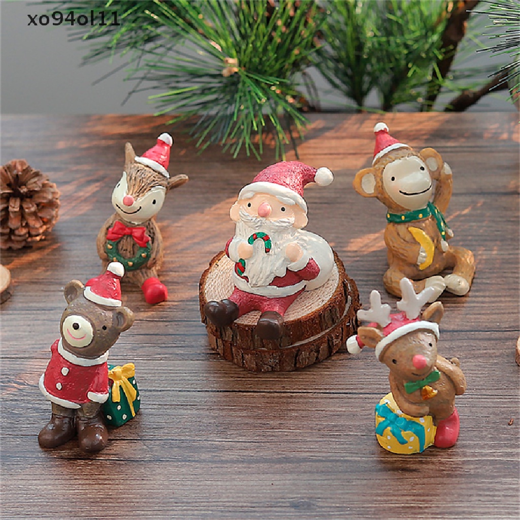 Xo Pohon Natal Elk Mini Hewan Pernak Pernik Dekorasi Kamar Resin Christmas Gift OL