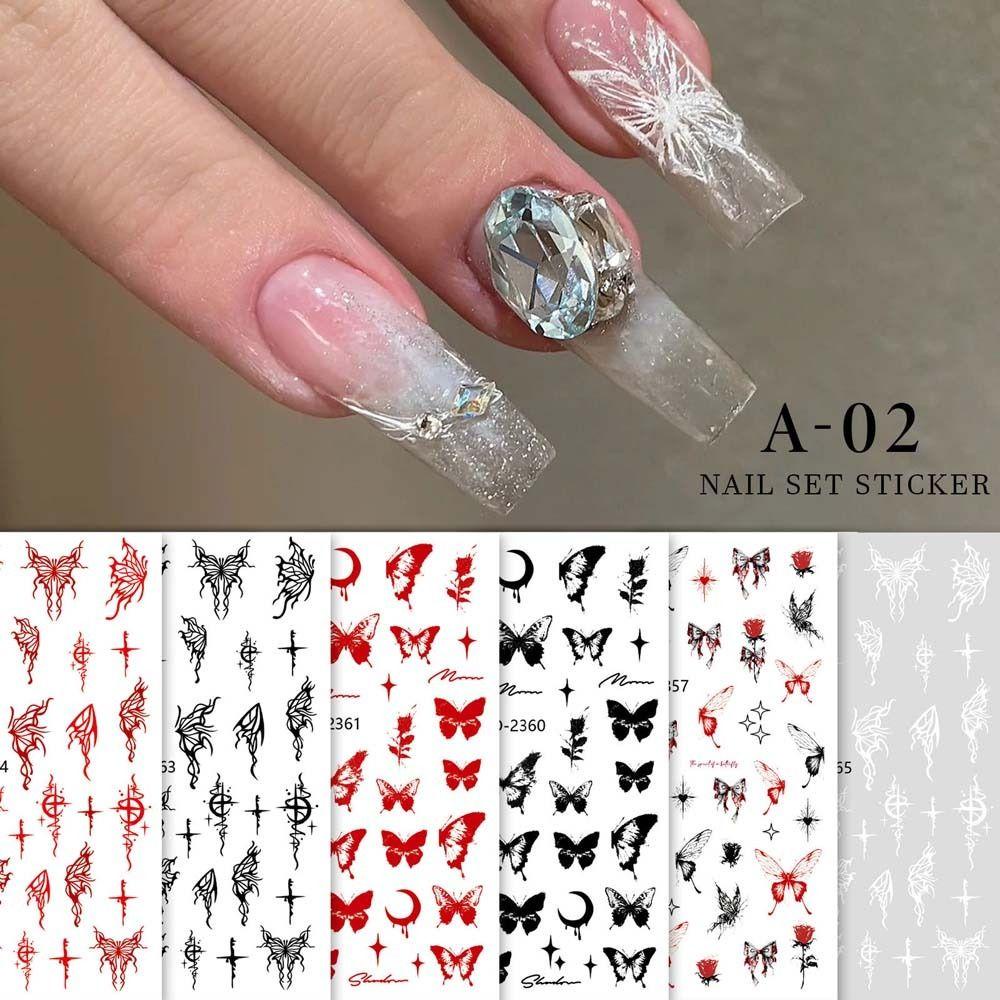 Agustina Stiker Kuku Kupu-Kupu Fashion Ins Style Moon Bronzing Butterfly Self Adhesive Flame Nail Dekorasi