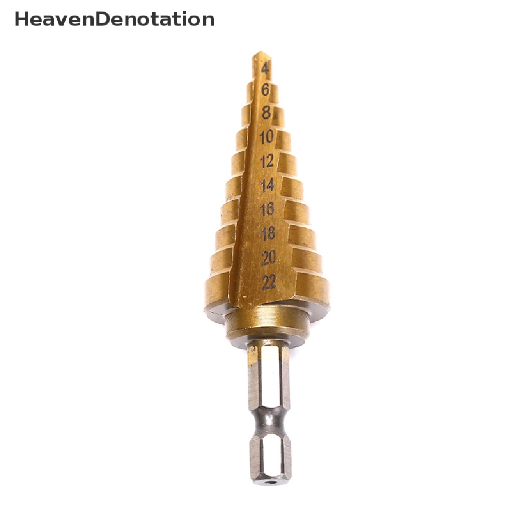 [HeavenDenotation] 4-22mm HSS Hex Titanium Cone Drill Bit Pemotong Lubang Untuk Pengeboran Baja Alat Listrik HDV