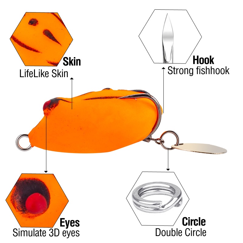 9warna Umpan Katak Lembut Mini Buatan 3.5cm/4.2g Umpan Pancing Topwater 2kait Lompat Katak Umpan Lembut Snakehead Swimbait Untuk Air Tawar Air Asin