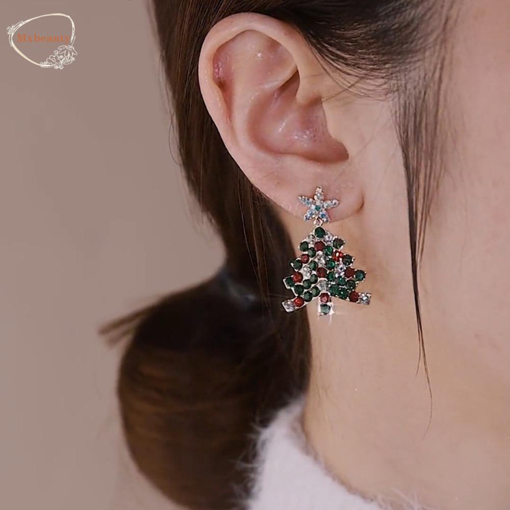 Mxbeauty Anting Pohon Natal Kepribadian Elegan Hadiah Natal Sederhana Anting Menjuntai Anting Gaya Korea Anting Drop Earrings Zircon Untuk Wanita Women Stud Earrings